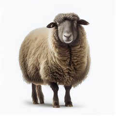 Fototapeta premium North country cheviot sheep breed isolated on white background. Generative AI