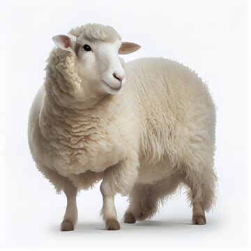 Texel sheep breed isolated on white background. Generative AI