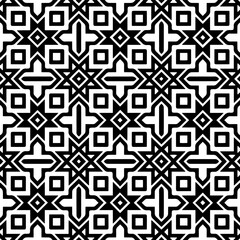 
Vector pattern in geometric ornamental style. Black and white color.Seamless repeat pattern.Simple geo all over print block for apparel textile, ladies dress, fashion garment, digital wall paper.
