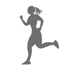 Runner. Silhouette of a gray running girl.