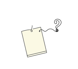 Naklejka premium Abstract color paper with paper clip and question mark as line drawing on white as background