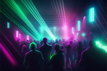 Fototapeta na wymiar Party people enjoy concert by dancing in nightclub party Created with Generative AI technology.