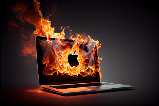 Burning Laptop. AI generated