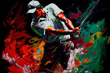 Golfista na polu golfowym 5 - obrazy, fototapety, plakaty