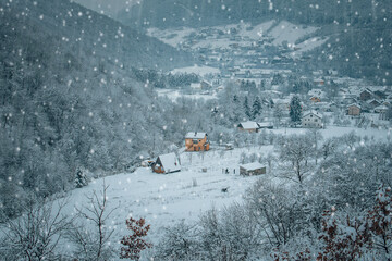 Winter wonderland: Snow-covered mountain range