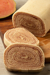 Traditional northeast dessert known as roll cake.