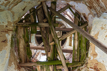 interior, ruins of an abandoned Orthodox church