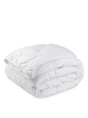 cotton quilt in a cotton cover, edged along the edge with a textile ribbon, insulated