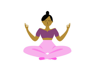 Illustration of a woman doing yoga meditation and self-love