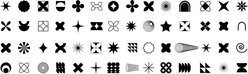 Set of geometric brutalism shapes.Abstract geometric brutalist elements. New modern elements swiss style, minimalist design. Vector illustration
