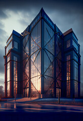 Modern glass commercial building.  Generative AI.