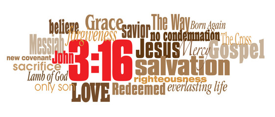 John 3:16 Christian Bible verse graphic word montage