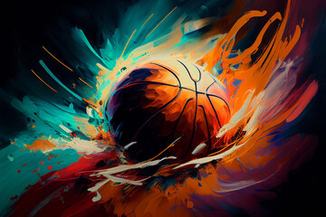 Piłka do koszykówki abstrakcja 3 - obrazy, fototapety, plakaty