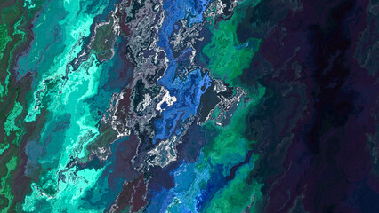 Fototapeta na wymiar Hintergrund oder Textur - rechte Hälfte dunkelblau linke Hälfte mit ineinanderfließenden Farben blau und grün