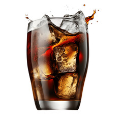 glass of cola with ice, coke, cuba libre - obrazy, fototapety, plakaty