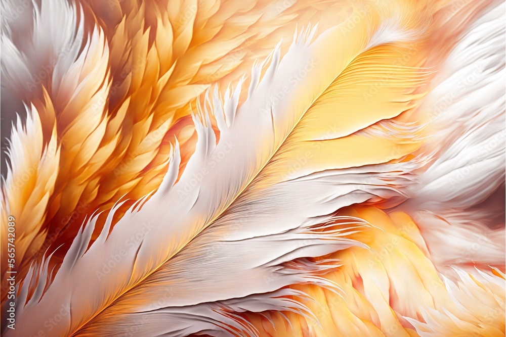 Poster a close up of a white and orange feather pattern on a cell phone case with a black background and a 