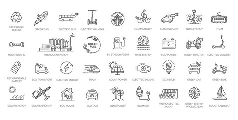 Ecological Succession Icons. Thin line icons set. Flat icon collection set. Environmental sustainability