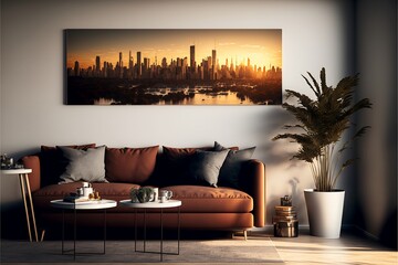 panoramic cityscape view during the golden hour. Gerative IA