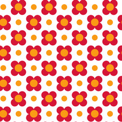 Two colored pink and orange seamless pattern. geometric stylized flowers, 70s. surface design, fabric, paper, stationery, card, banner, textile

