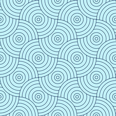Seamless pattern. Modern stylish texture. Repeating geometric tiles. Concentric blue circles.

