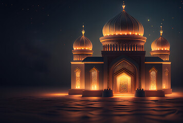 Dark Exciting Ramadan Concept Card. Illustration AI Generative