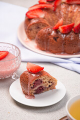 Step by step recipe for making strawberry pie on a gray background