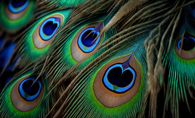 Colorful and Artistic Peacock Feathers. digital art, generative ai	
