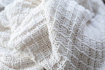 Cozy white cotton blanket for a cold, winters day