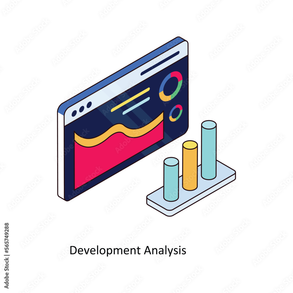 Poster development analysis vector isometric filled outline icon for your digital or print projects. stock 