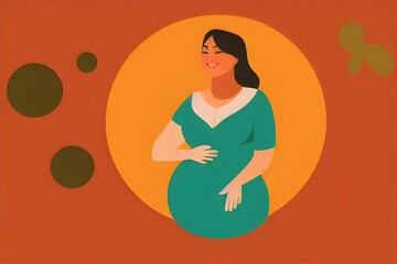 Illustration of Happy pregnant women