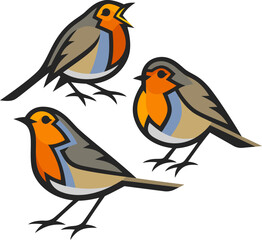 Stylized Birds - European Robin	