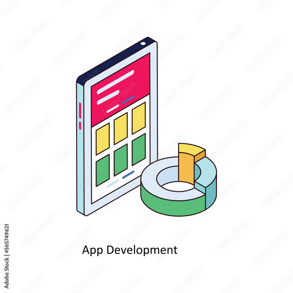 Poster app development vector isometric filled outline icon for your digital or print projects. stock illus