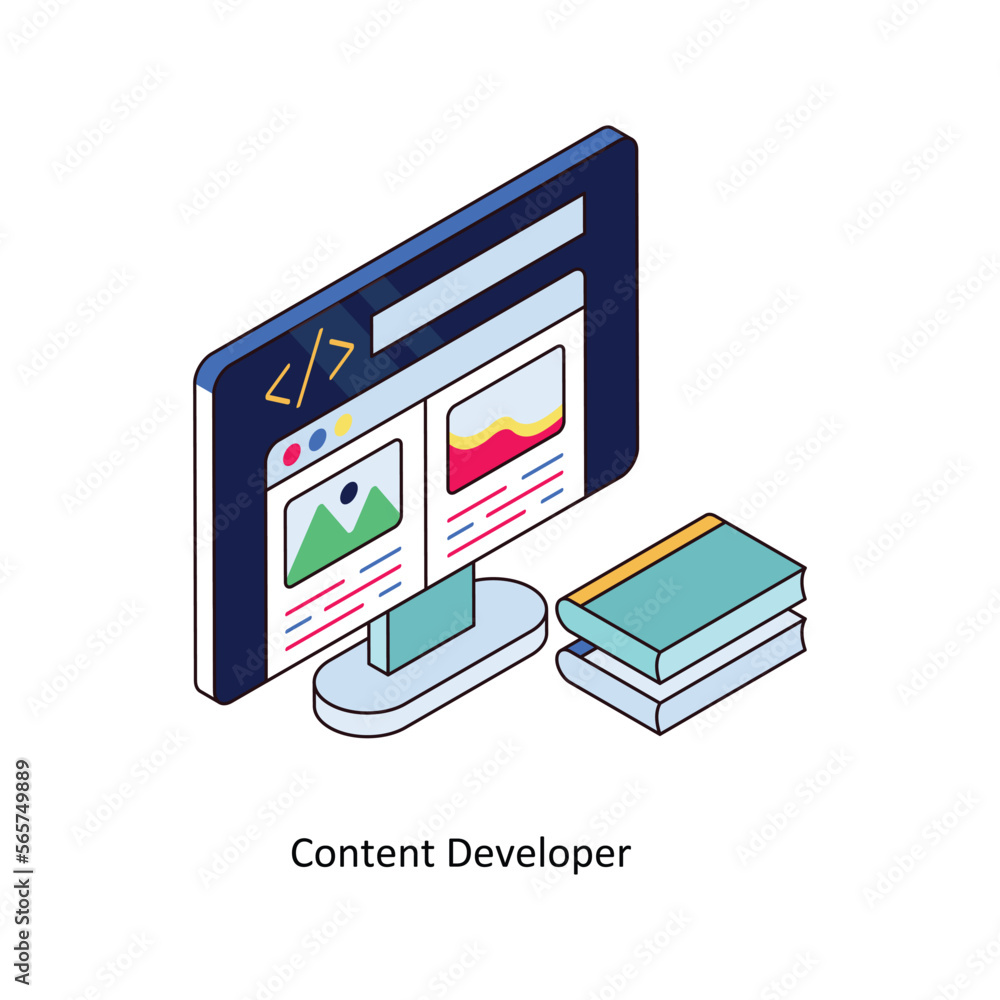 Aufkleber content developer vector isometric filled outline icon for your digital or print projects. stock ill