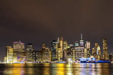 Panoramic night View of Manhattan in New York