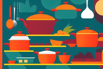 "Illustrated Kitchen Essentials: A Complete Cookware Set for the Modern Chef"
