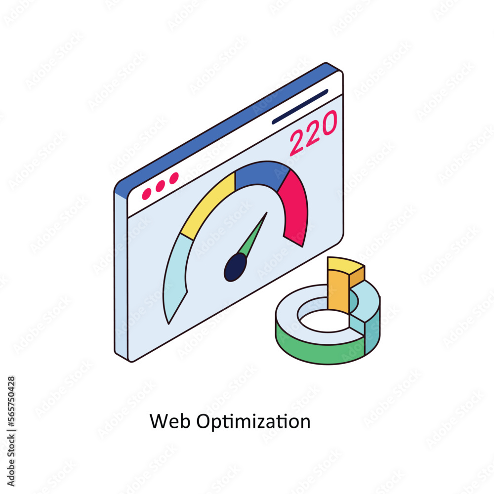Poster web optimization vector isometric filled outline icon for your digital or print projects. stock illu