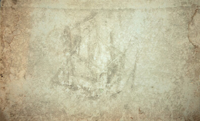 Photo of the texture of old dirty cardboard with scratches and losses. Vintage background.