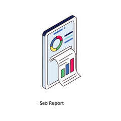 Seo Report Vector Isometric Filled Outline icon for your digital or print projects. stock illustration