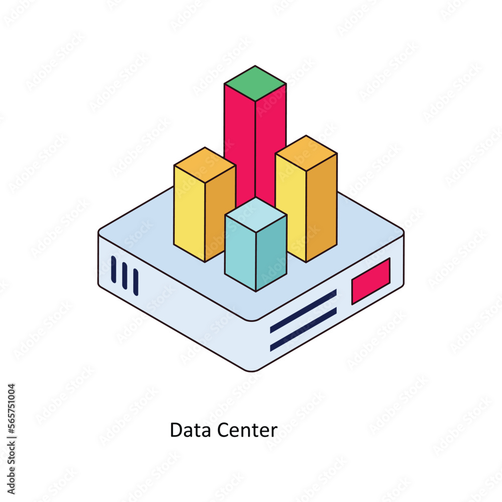 Poster data center vector isometric filled outline icon for your digital or print projects. stock illustrat