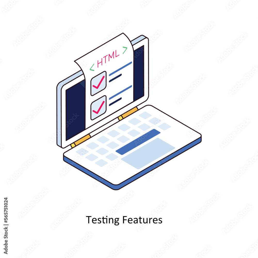 Poster testing features vector isometric filled outline icon for your digital or print projects. stock illu