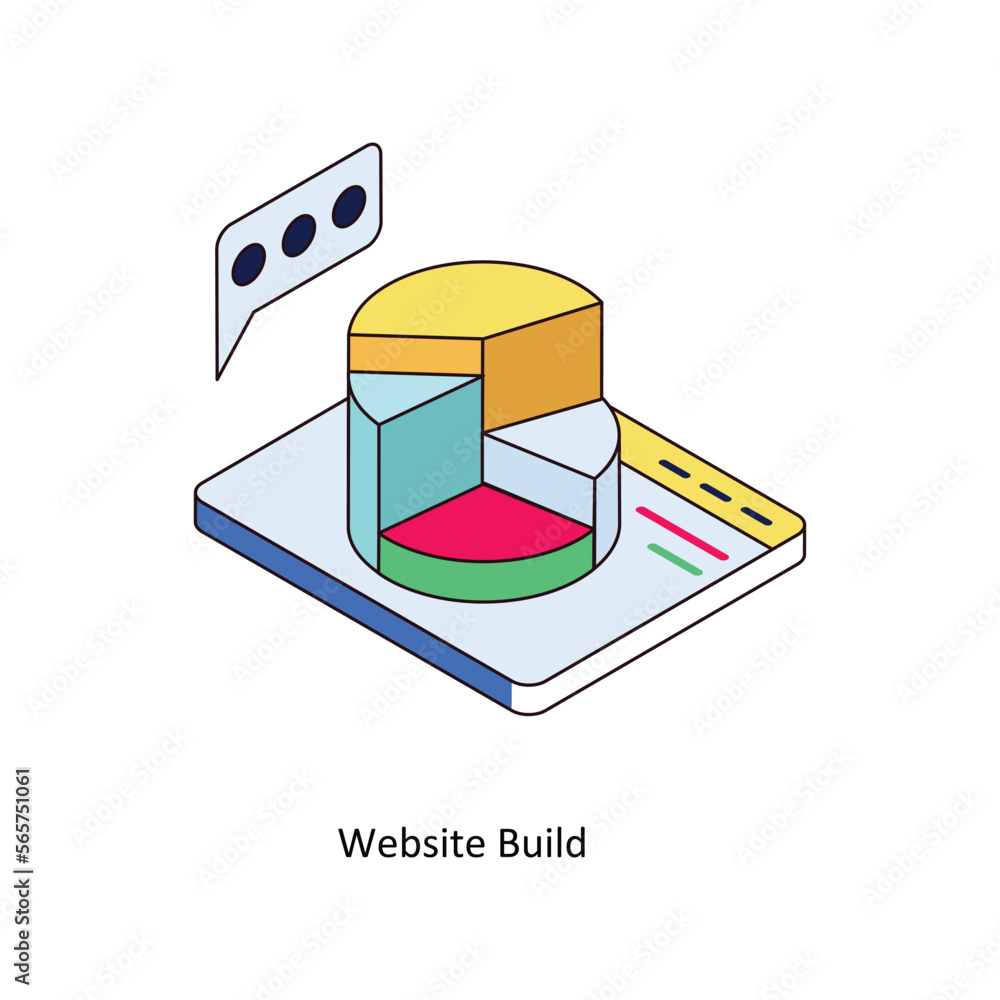 Poster website build vector isometric filled outline icon for your digital or print projects. stock illustr