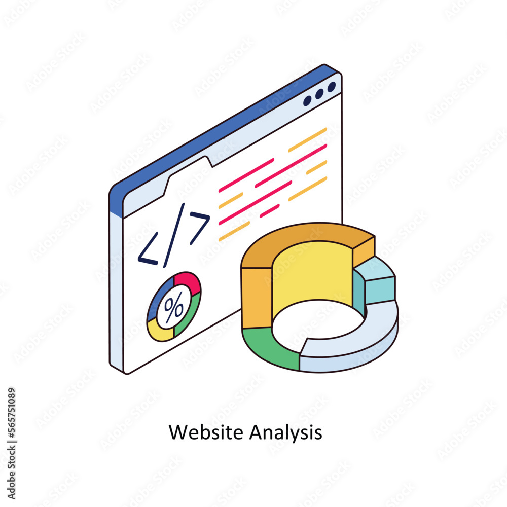 Poster website analysis vector isometric filled outline icon for your digital or print projects. stock illu