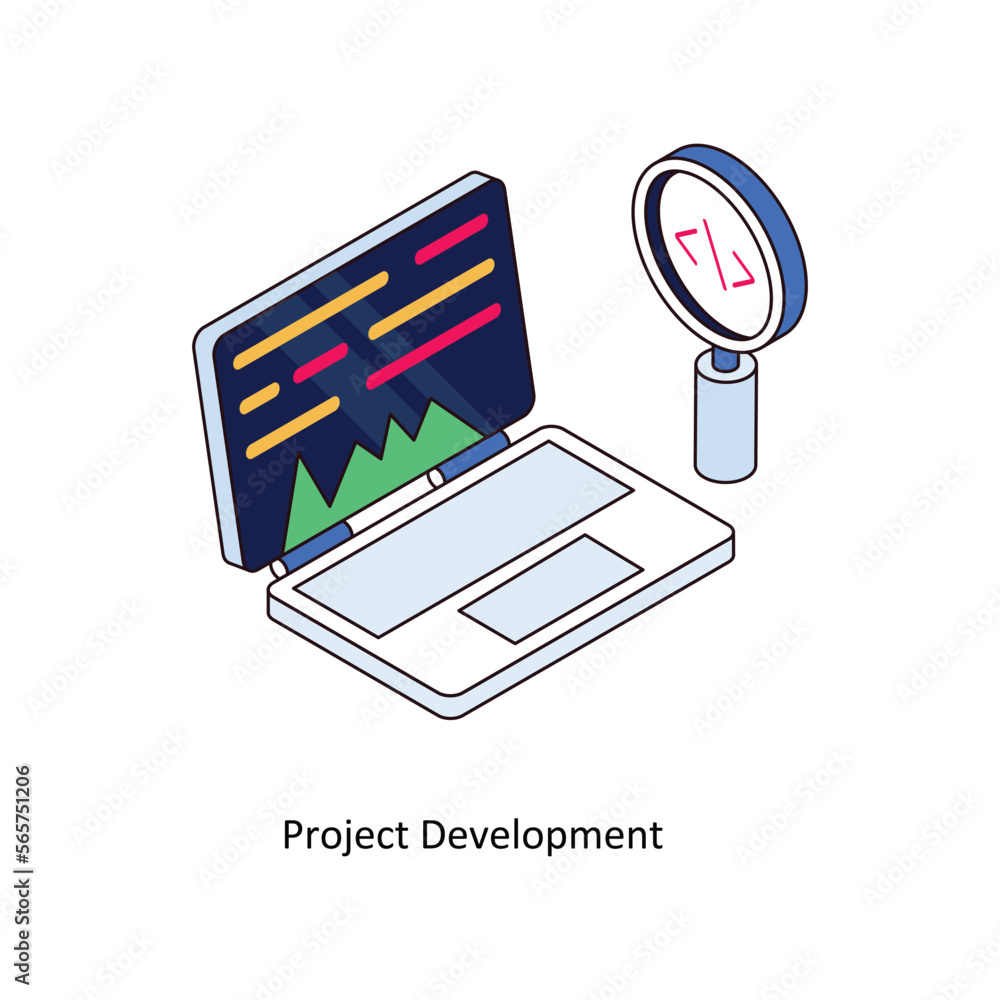 Poster project development vector isometric filled outline icon for your digital or print projects. stock i
