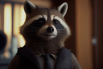A wild Racoon in the office, Generative AI
