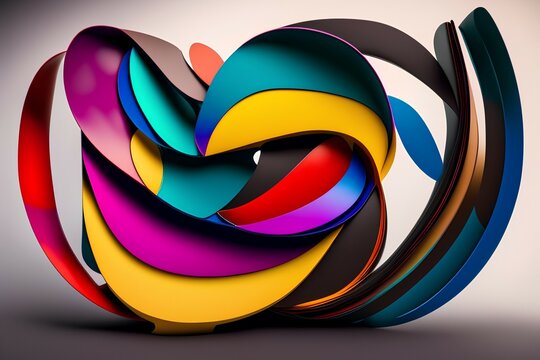 Abstract Multi Coloured Curved Shape - Generative Ai