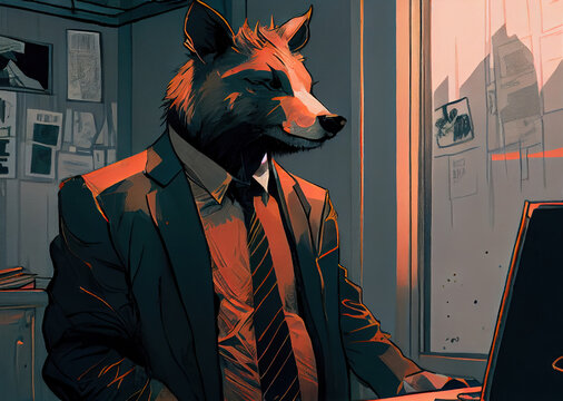 animal, suit, tie, business, 