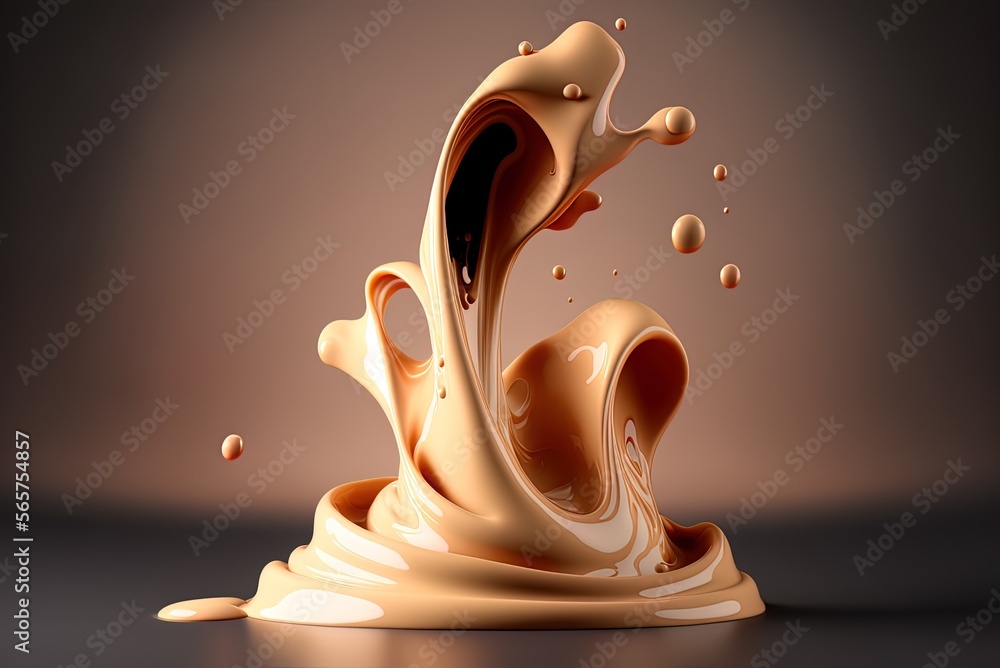 Poster Fluid foundation, cosmetic cream that can be splashed about. Generative AI
