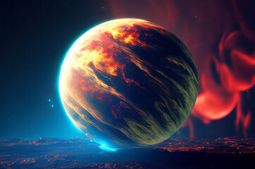 Abstract planets with deep space background generative ai illustration