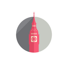 Big Ben clock tower flat style vector icon
