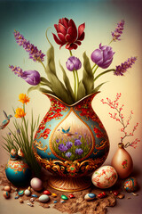 Nowruz holiday background, generative ai